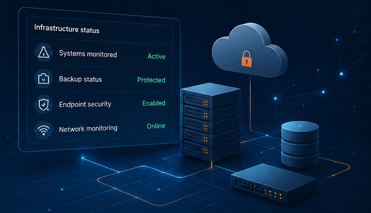Infrastruttura IT gestita, monitoraggio, backup e sicurezza